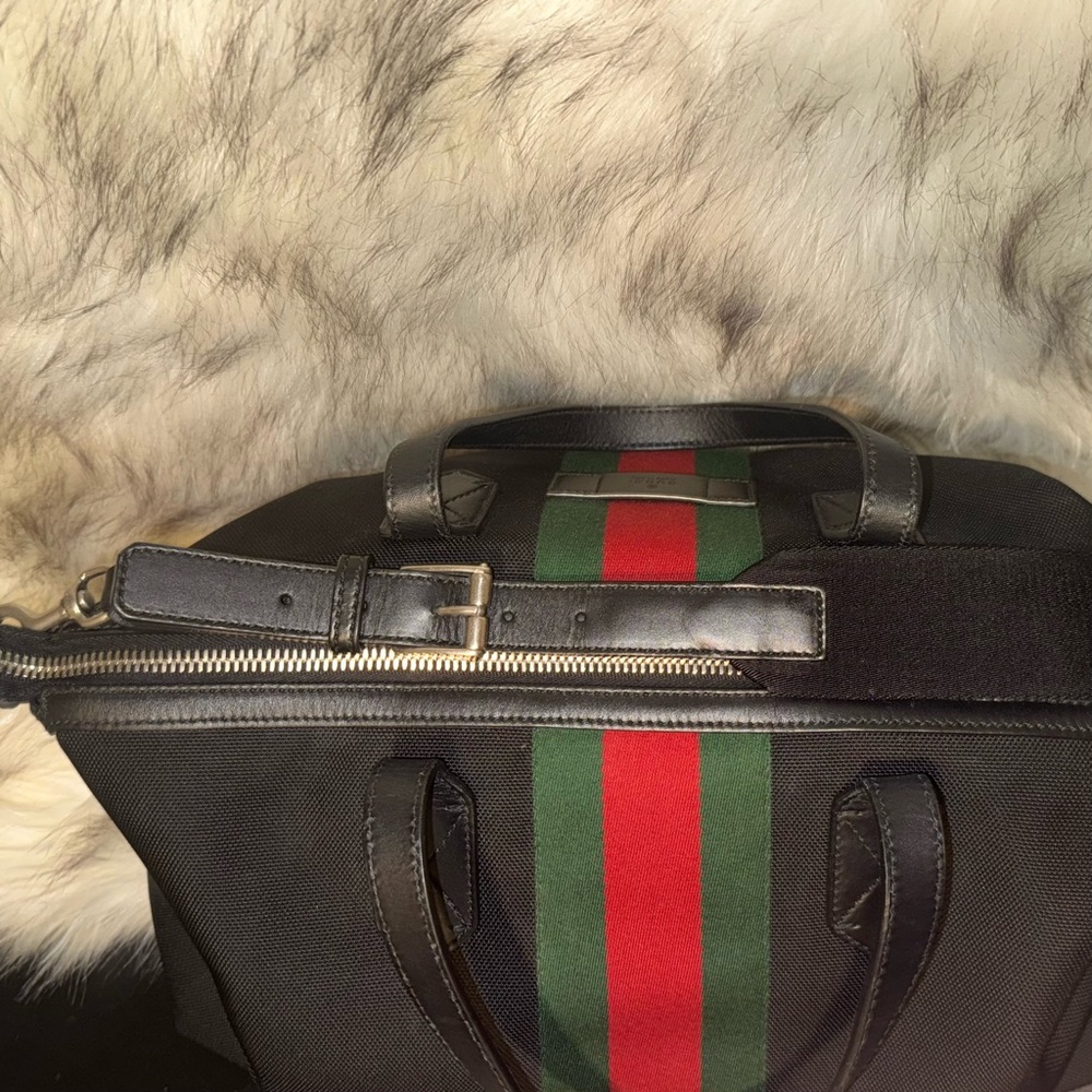 GUCCI  
🔥 Pre-Loved Black Techno Canvas Web Duffle - Picture 10 of 14